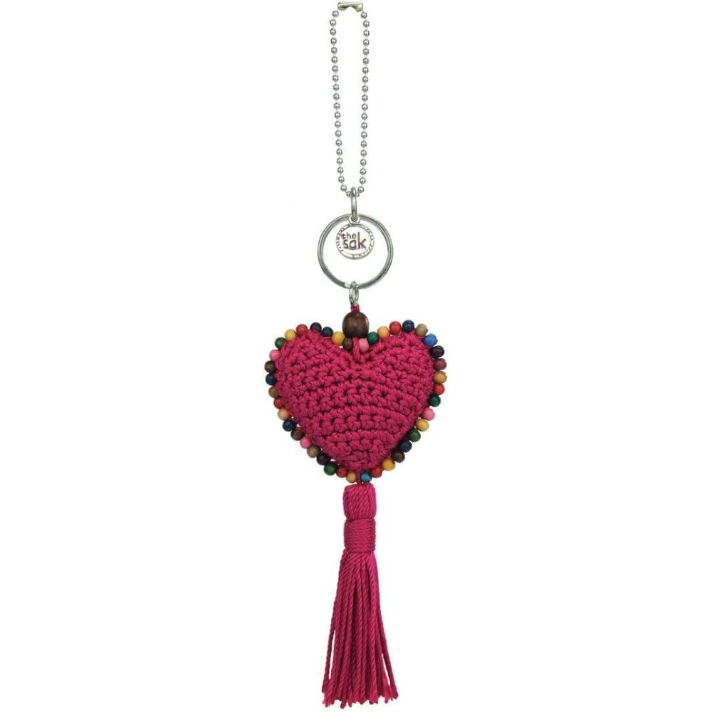 imageThe Sak Back to Bali Heart Dangle in HandCrochet Decorative Keychain Pinkberry