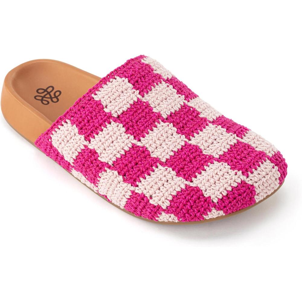 imageThe Sak Bolinas Clog in Crochet and Leather Slip On EntryPink Check