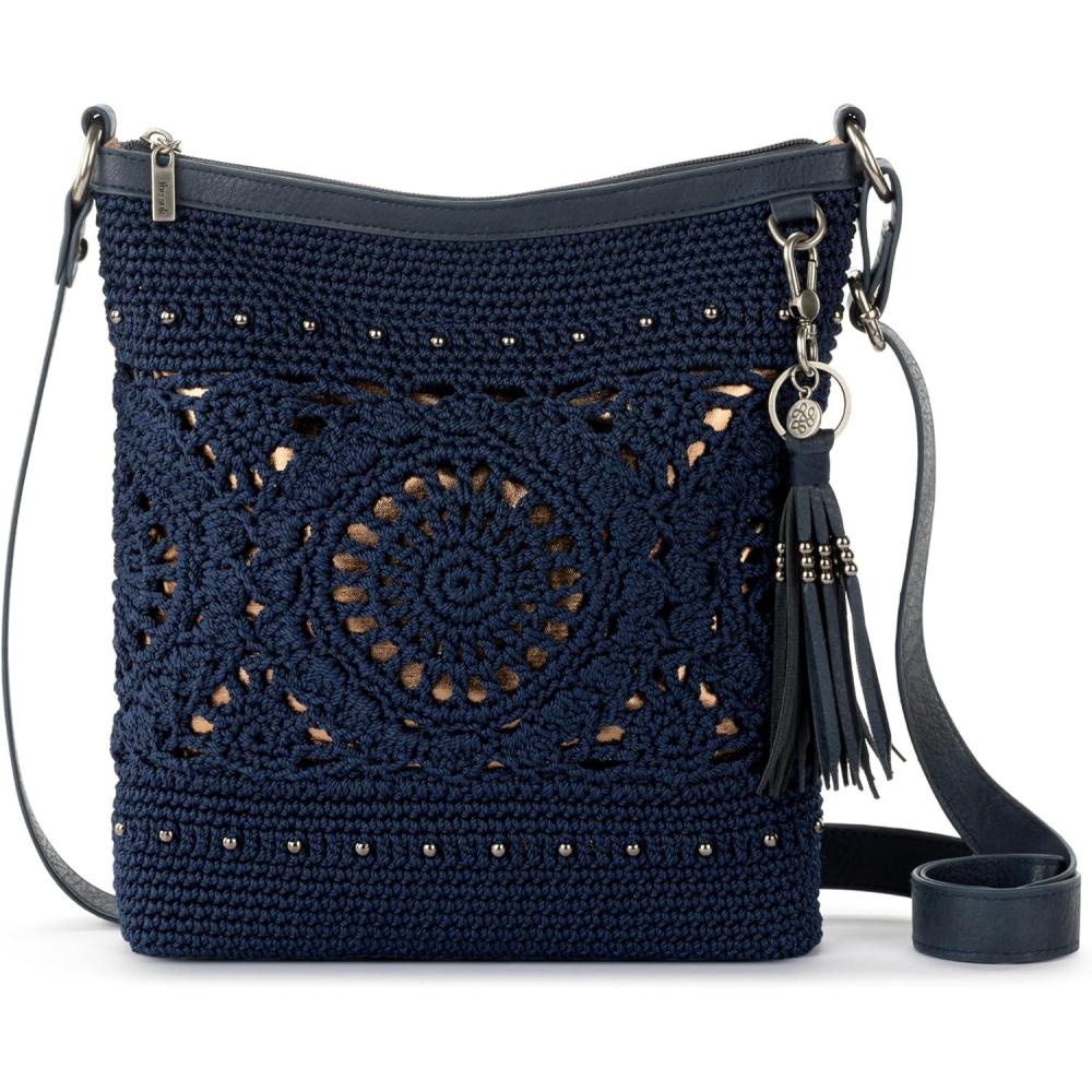 imageThe Sak Lucia Crossbody Bag in Crochet Convertible Purse with Adjustable Shoulder StrapDenim Medallion