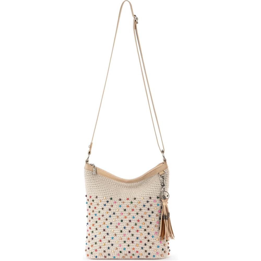 imageThe Sak Lucia Crossbody Bag in Crochet Convertible Purse with Adjustable Shoulder StrapEcru Multi Bead