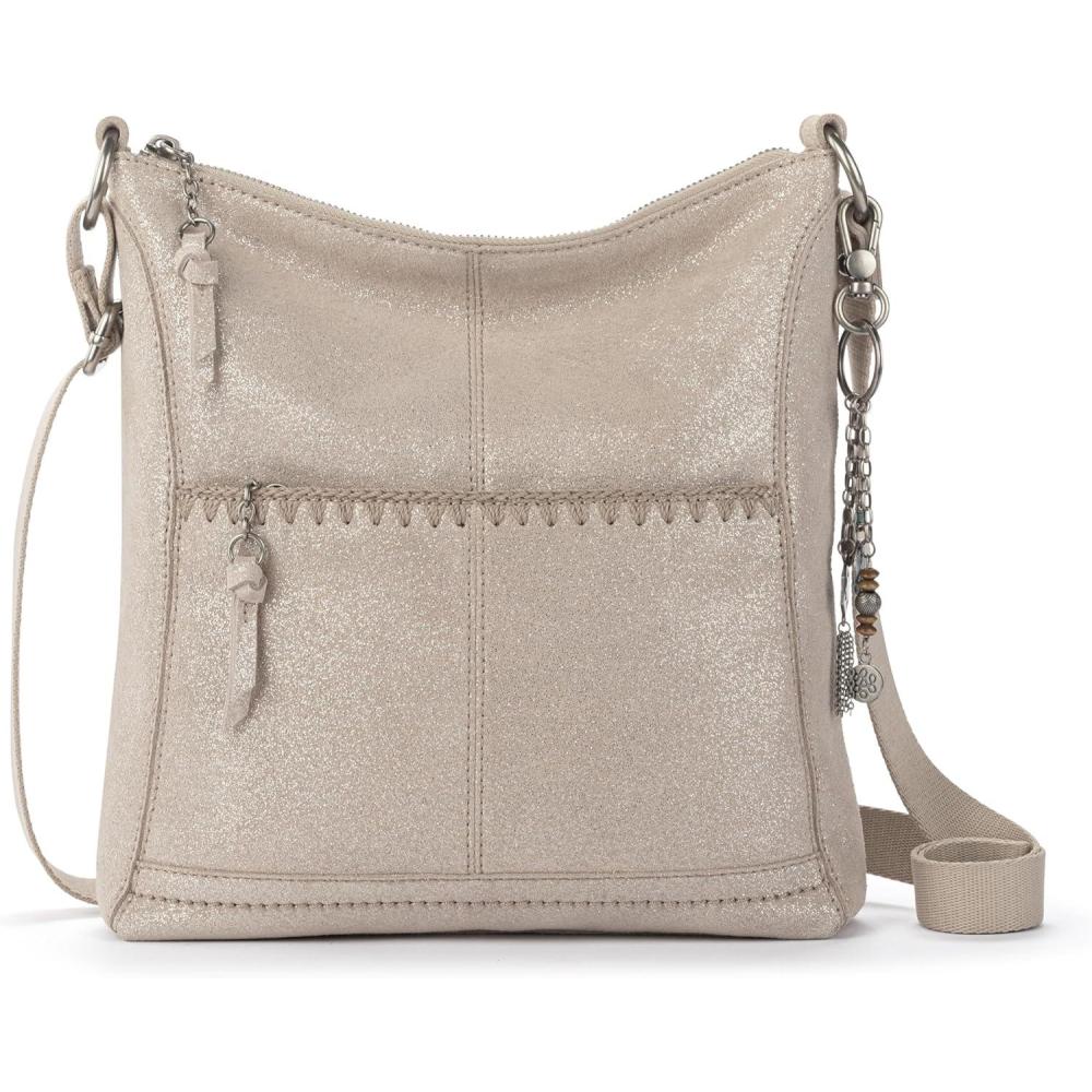 imageThe Sak Lucia Crossbody Bag in Leather Convertible Purse with Adjustable StrapSand Sparkle Suede