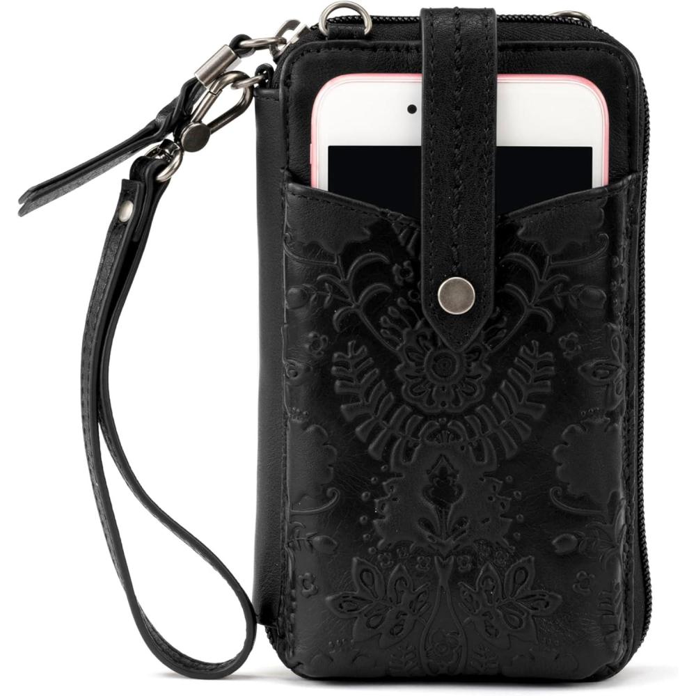 imageThe Sak womens Silverlake NS Smartphone CrossbodyBlack Leaf Embossed
