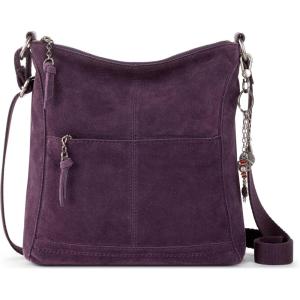 The Sak Lucia Crossbody Bag in Leather, Convertible Purse with Adjustable Strap(Aubergine Suede)