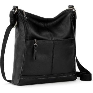 The Sak Lucia Crossbody Bag in Leather, Convertible Purse with Adjustable Strap(Black)
