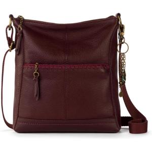 The Sak Lucia Crossbody Bag in Leather, Convertible Purse with Adjustable Strap(Black Cherry)