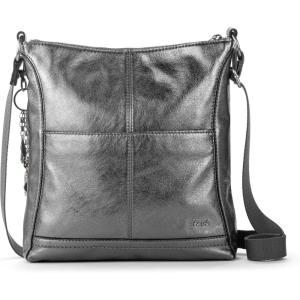 The Sak Lucia Crossbody Bag in Leather, Convertible Purse with Adjustable Strap(Gunmetal)