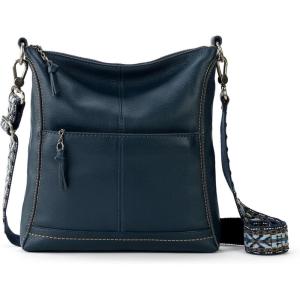 The Sak Lucia Crossbody Bag in Leather, Convertible Purse with Adjustable Strap(Indigo)