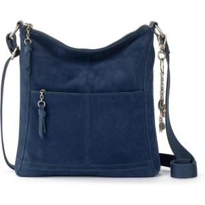 The Sak Lucia Crossbody Bag in Leather, Convertible Purse with Adjustable Strap(Indigo Suede)