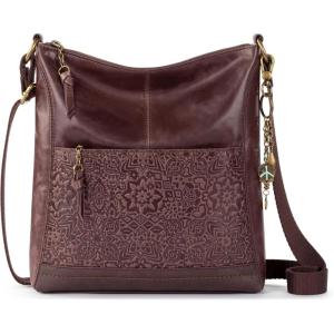 The Sak Lucia Crossbody Bag in Leather, Convertible Purse with Adjustable Strap(Mahogany Emboss)
