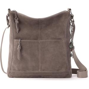 The Sak Lucia Crossbody Bag in Leather, Convertible Purse with Adjustable Strap(Mushroom Suede)