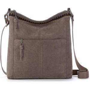 The Sak Lucia Crossbody Bag in Leather, Convertible Purse with Adjustable Strap(Mushroom Suede Blanket)