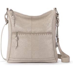 The Sak Lucia Crossbody Bag in Leather, Convertible Purse with Adjustable Strap(Sand Sparkle Suede)