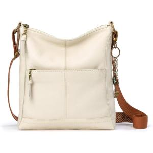 The Sak Lucia Crossbody Bag in Leather, Convertible Purse with Adjustable Strap(Stone)