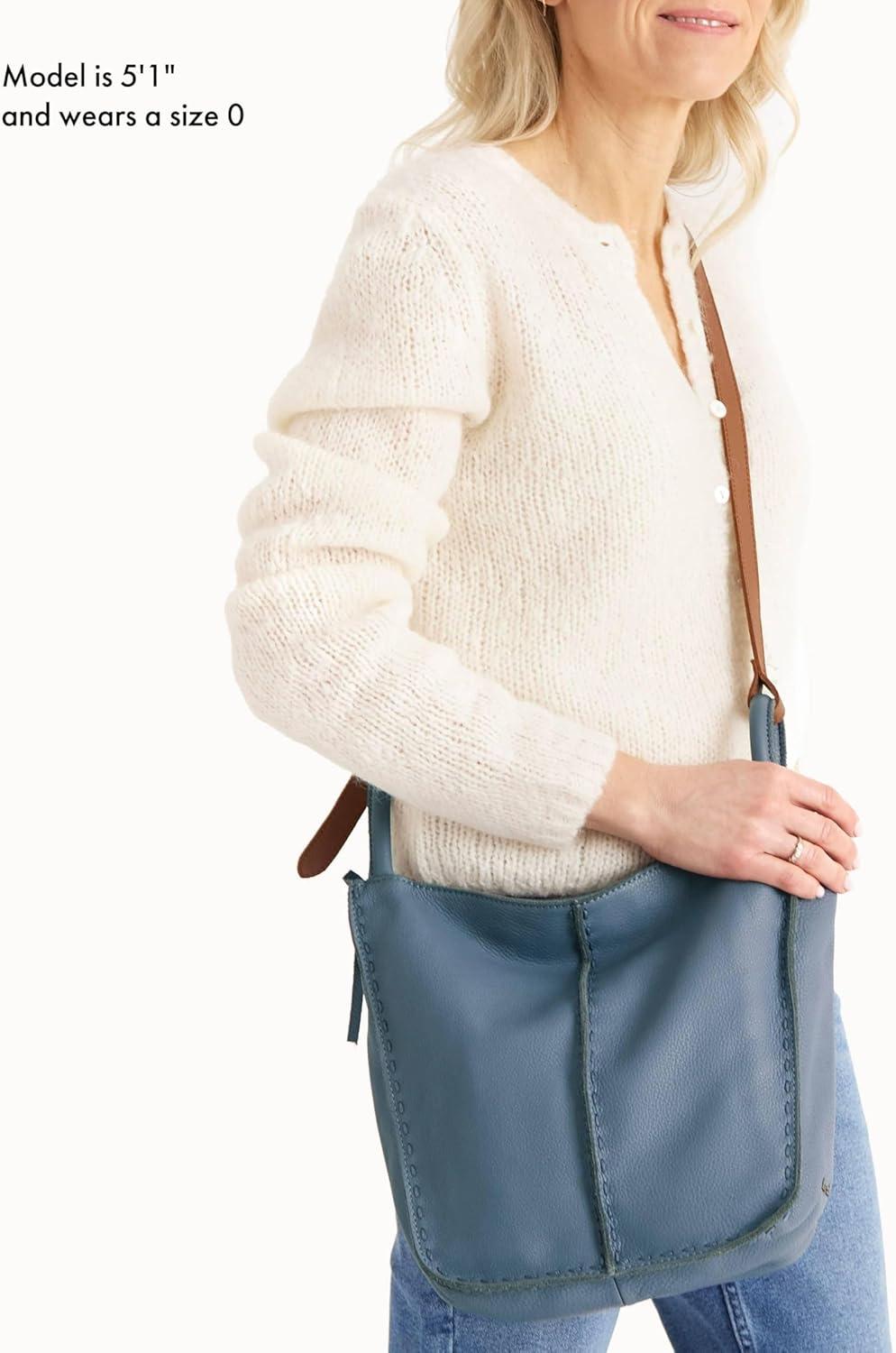 imageThe Sak Los Feliz Crossbody in Leather Adjustable Crossbody Strap Maritime