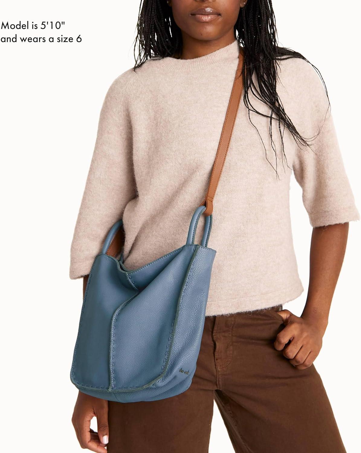 imageThe Sak Los Feliz Crossbody in Leather Adjustable Crossbody Strap Maritime