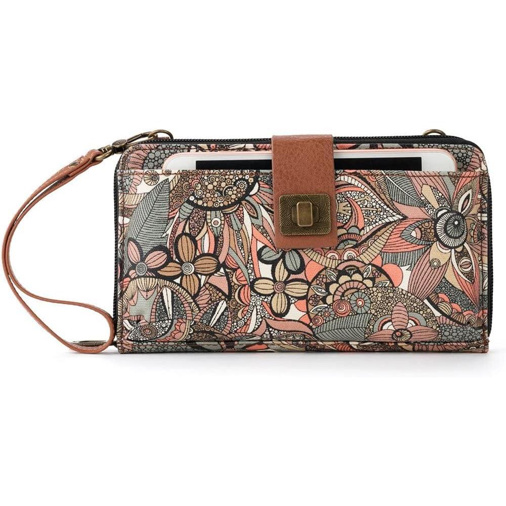 imageSakroots Artist Circle Smartphone Crossbody in Coated Canvas Detachable Wristlet StrapSienna Spirit Desert