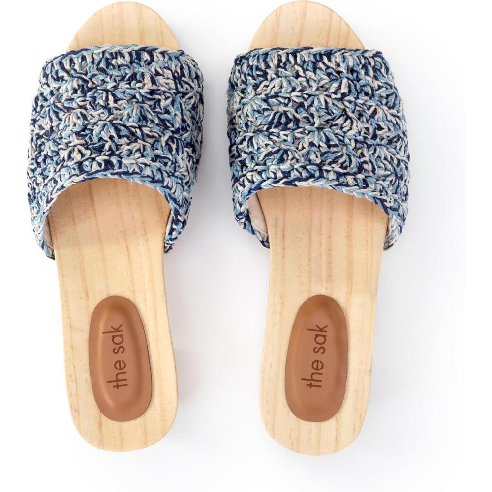imageThe Sak Ella Clog Sandal in Crochet Slip On ShoeBlue Static Shell