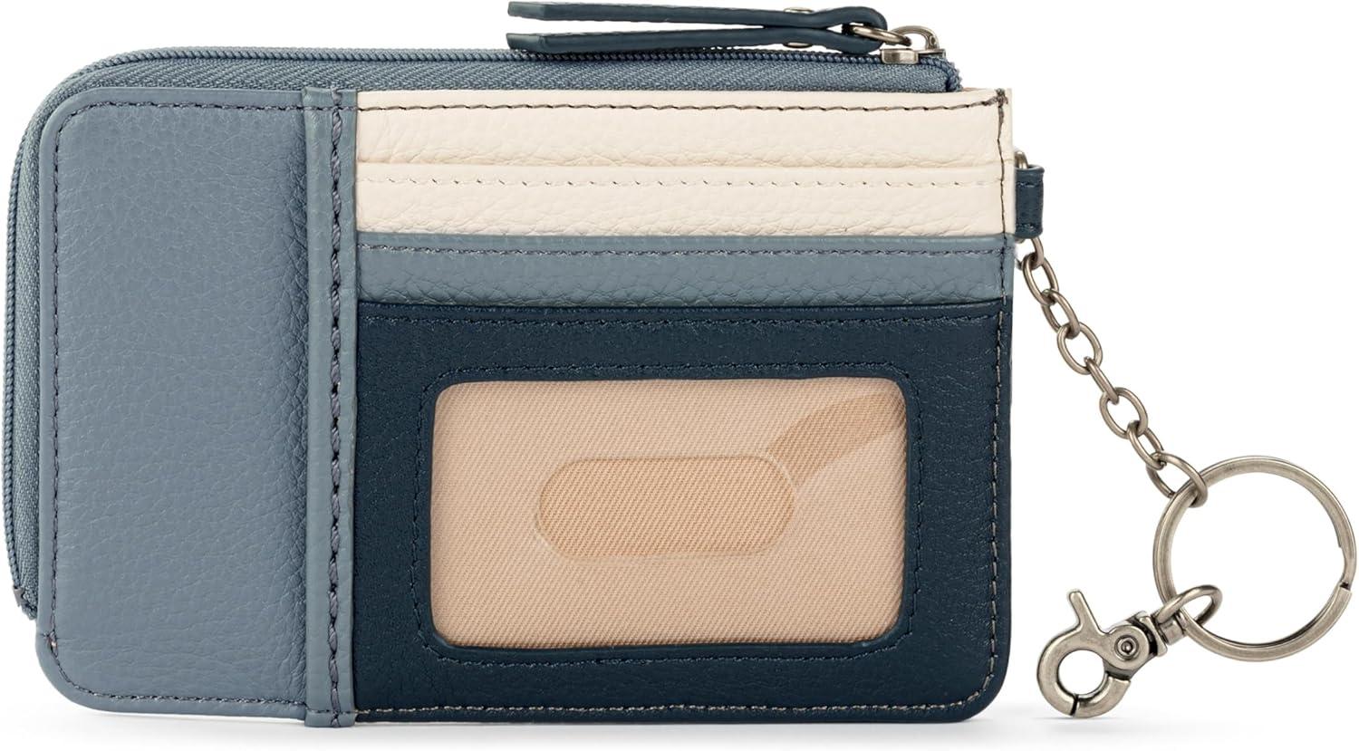 imageThe Sak Iris Wallet in Leather Elevated Card Holder with Keychain Tobacco Floral Embossed IIDusty Blue