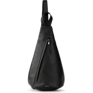 The Sak Geo Sling Backpack in Leather, Convertible Design, Black