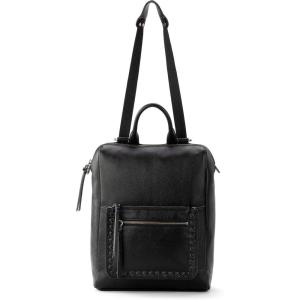 The Sak Loyola Convertible Backpack in Leather, Adjustable Convertible Strap, Mahogany Tile Emboss(Black)
