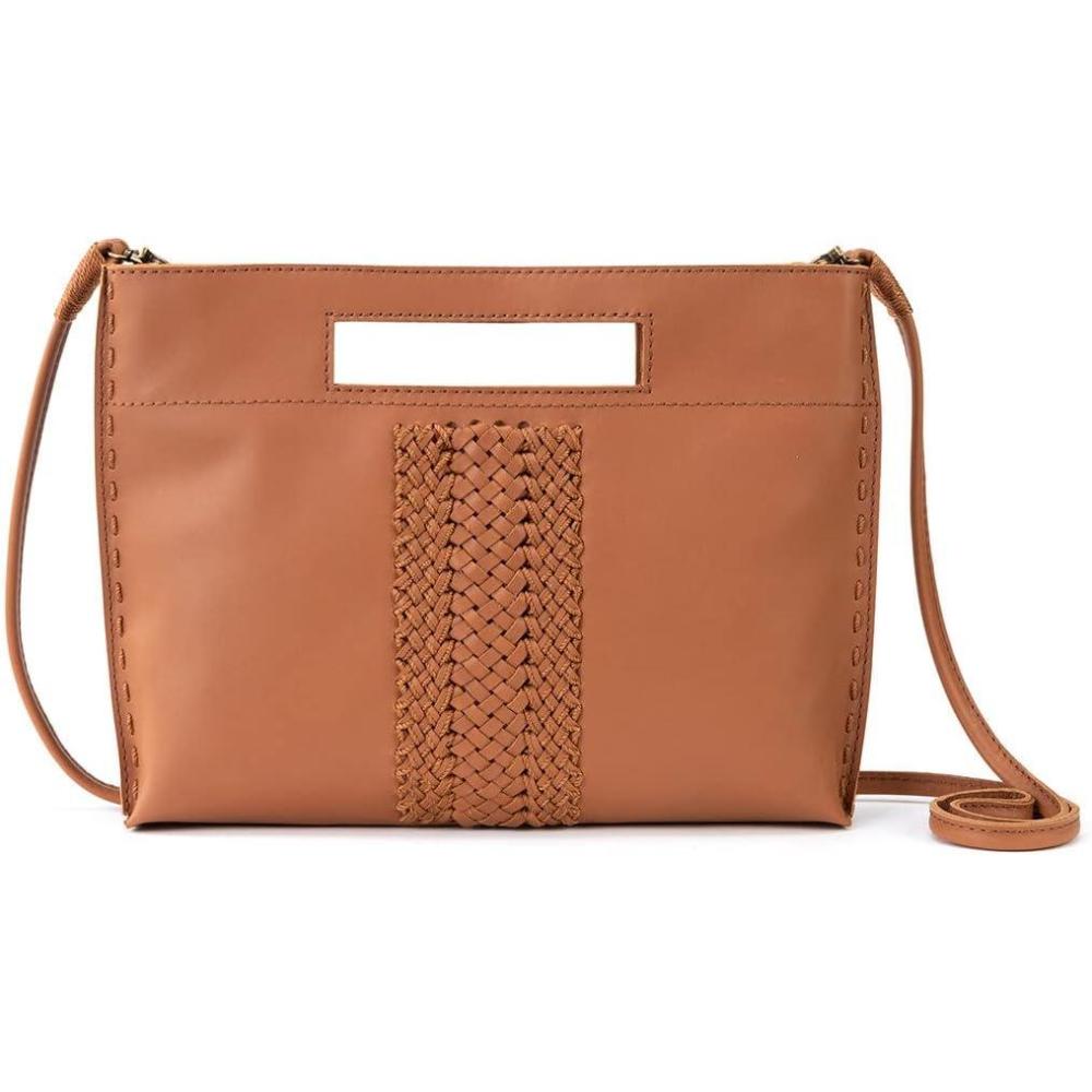 imageThe Sak Linden Convertible Crossbody Bag in Crochet Adjustable Multi Use StrapTobacco Vachetta
