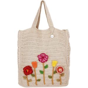 The Sak Lanie Market Tote Purse – Hand Crochet Women’s Handbag for Everyday & Travel – Large Tote With Shoulder Bag Straps(Natural Strawberries)