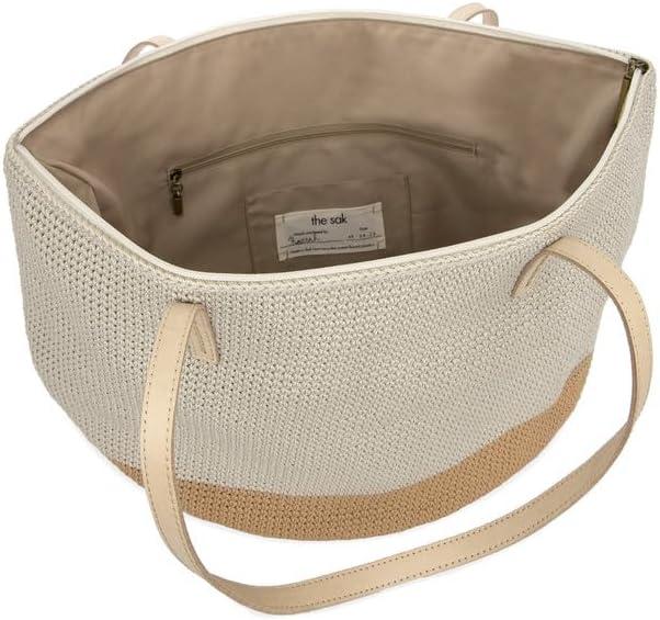 imageThe Sak Faye Tote in Crochet Double Shoulder Straps Natural amp Bamboo Block