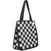 The Sak Ellen Insulated Tote in Crochet, Double Handle Straps, Black Check
