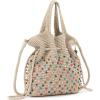 The Sak Womens Glenna Drawstring Mini Crossbody(Ecru Multi Beads)