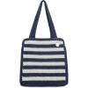 The Sak Ellen Insulated Tote in Crochet, Double Handle Straps, Denim Stripe