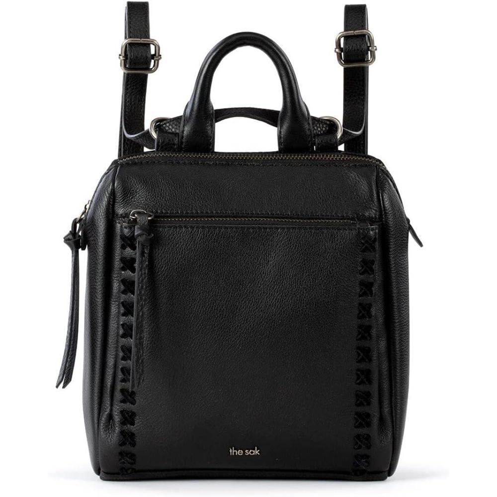 imageThe Sak Loyola Mini Backpack in Leather Convertible Design with Adjustable Strap BlackBlack