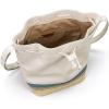 The Sak Ivy Drawstring Bucket Bag in Leather, Convertible Purse with Crossbody Strap(Coastal Block Espadrille)