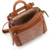 The Sak Loyola Mini Backpack in Leather, Convertible Design with Adjustable Strap, Black(Tobacco Floral Embosseed)