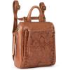 The Sak Loyola Mini Backpack in Leather, Convertible Design with Adjustable Strap, Black(Tobacco Floral Embosseed)