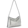 The Sak Mariposa Mini Shoulder Bag in Leather, Convertible Design(Dark Silver)