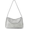 The Sak Mariposa Mini Shoulder Bag in Leather, Convertible Design(Dark Silver)