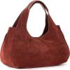 The Sak Rylan Medium Satchel in Leather, Double Handles & Removable Crossbody Strap(Cinnamon Suede)