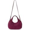 The Sak Rylan Medium Satchel in Leather, Double Handles & Removable Crossbody Strap(Currant Suede)