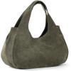The Sak Rylan Medium Satchel in Leather, Double Handles & Removable Crossbody Strap(Moss Suede)