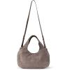 The Sak Rylan Medium Satchel in Leather, Double Handles & Removable Crossbody Strap(Mushroom Suede)