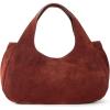 The Sak Rylan Medium Satchel in Leather, Double Handles & Removable Crossbody Strap(Cinnamon Suede)