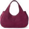 The Sak Rylan Medium Satchel in Leather, Double Handles & Removable Crossbody Strap(Currant Suede)