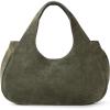 The Sak Rylan Medium Satchel in Leather, Double Handles & Removable Crossbody Strap(Moss Suede)
