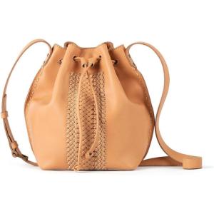 The Sak Ivy Drawstring Bucket Bag in Leather, Convertible Purse with Crossbody Strap(Natural Vachetta)