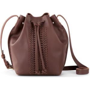 The Sak Ivy Drawstring Bucket Bag in Leather, Convertible Purse with Crossbody Strap(Teak Vachetta)