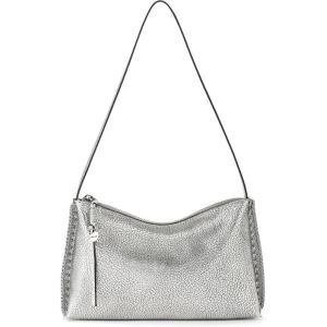The Sak Mariposa Mini Shoulder Bag in Leather, Convertible Design(Dark Silver)