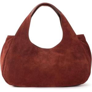 The Sak Rylan Medium Satchel in Leather, Double Handles & Removable Crossbody Strap(Cinnamon Suede)
