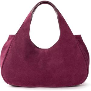 The Sak Rylan Medium Satchel in Leather, Double Handles & Removable Crossbody Strap(Currant Suede)