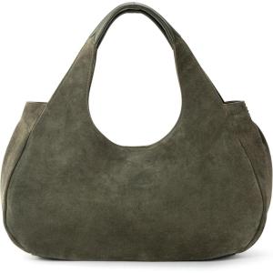 The Sak Rylan Medium Satchel in Leather, Double Handles & Removable Crossbody Strap(Moss Suede)