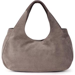 The Sak Rylan Medium Satchel in Leather, Double Handles & Removable Crossbody Strap(Mushroom Suede)